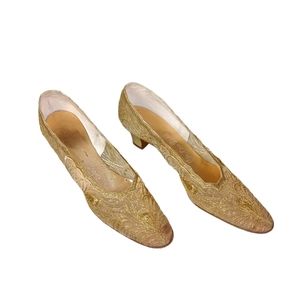 Vintage De Liso Debs Gold Thread Net Shoes " Absolutely Fabulous!"
